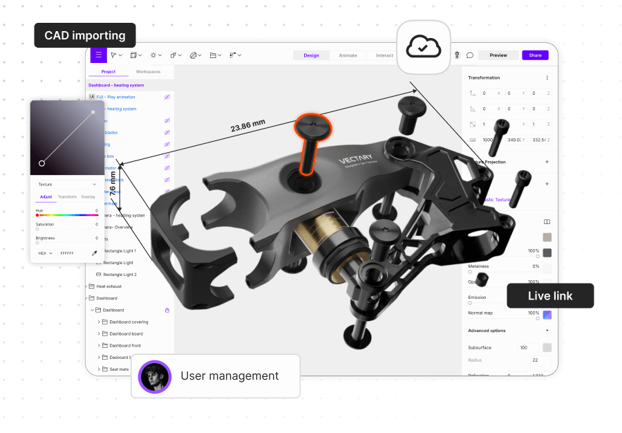 Interactive 3D presentation built in Vectary Studio